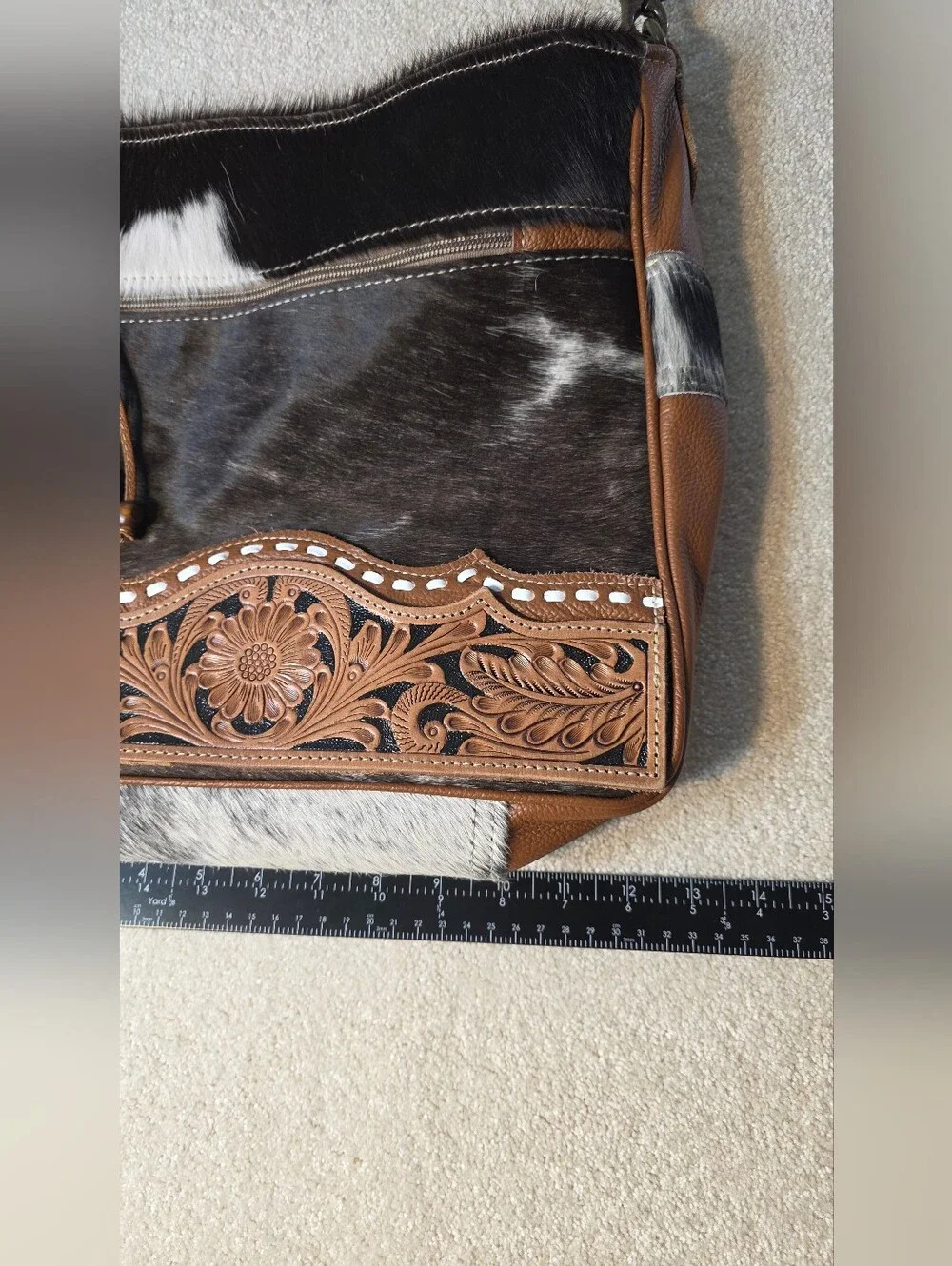 Myra Leather Hide-On Tooled Leather Shoulder Bag Crossbody Western Boho OS NWOT